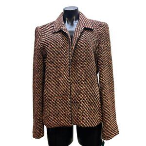 Doncaster Silk Tweed Jacket Brown & Red Size 12